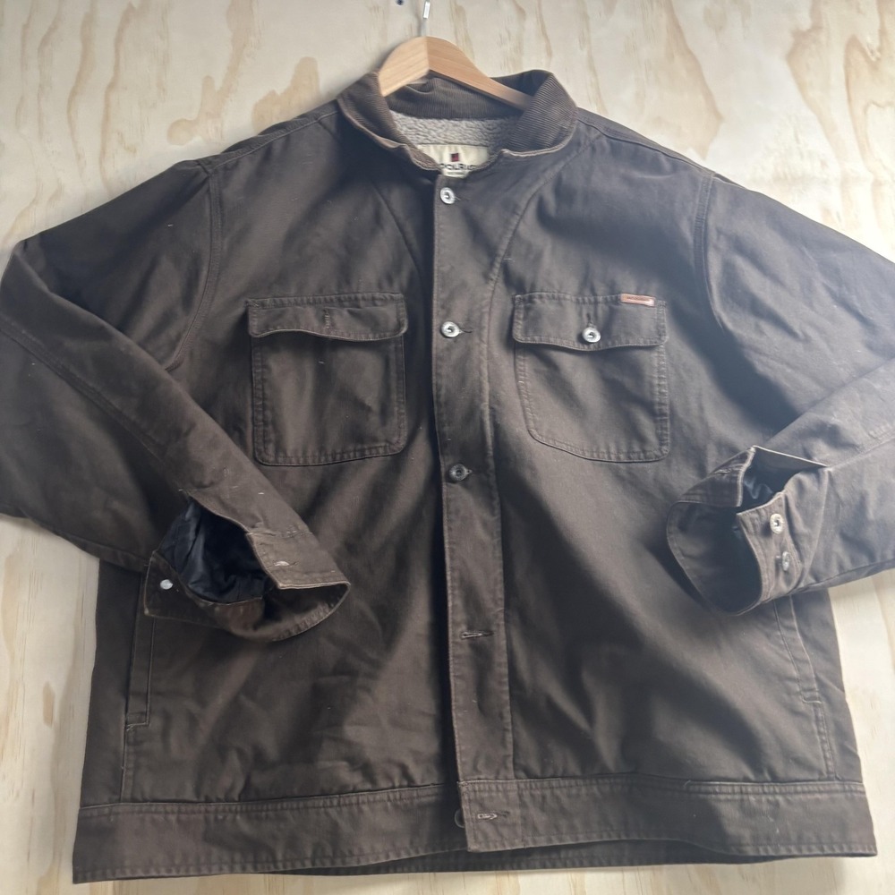 Woolrich Jacket Mens 2XL Brown Canvas Sherpa Lined Button Workwear Field Coat